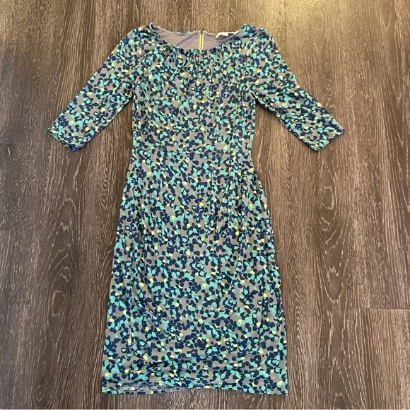 Boden Dresses Boden Blue Green Gray 34 Sleeve Midi Dress Poshmark